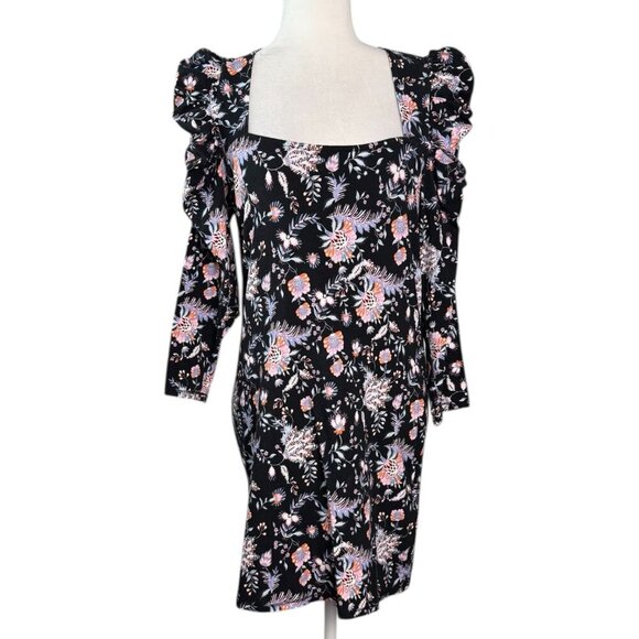 Ted Baker Dracena Floral Puff Ruched Sleeve Square Neck Mini Dress Size S (3) - Picture 2 of 11